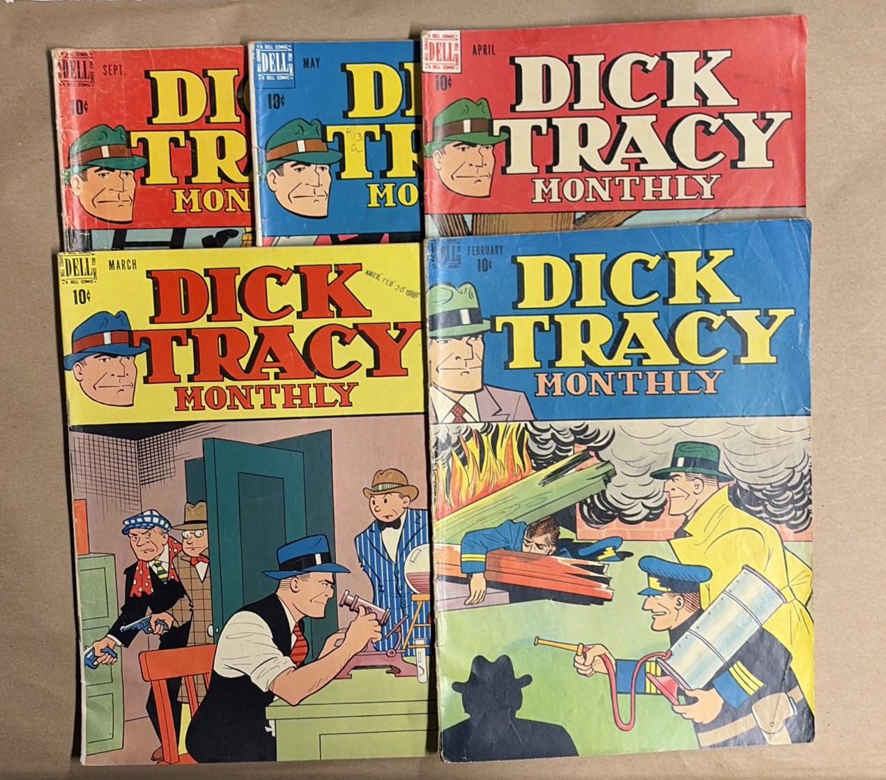 DICK TRACY Monthly #2 3 4 5 9 DELL Comic 1948 Chester Gould Art 10 Cent Lot Gold DICK TRACY Monthly #2 3 4 5 9 DELL Comic 1948 Chester Gould Art 10 Cent Lot Gold