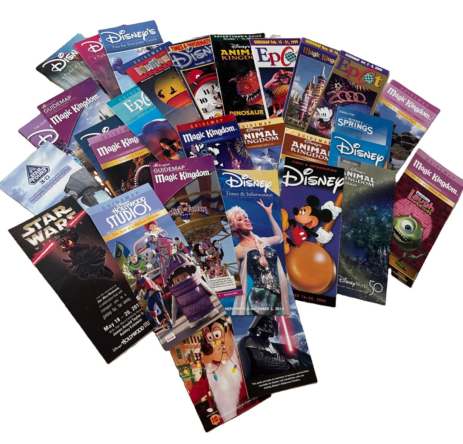 30 WDW GuideMaps Since 1997 Differing Parks MK Downtown Disney Studios Epcot