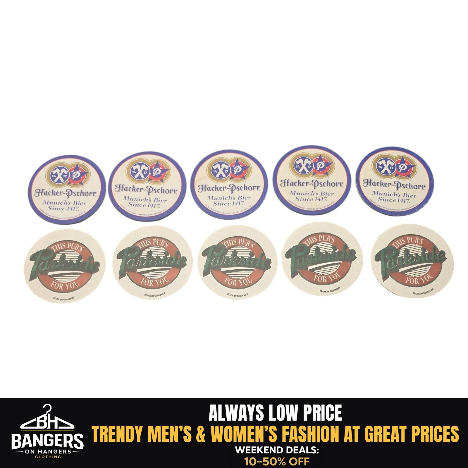 Hacker-Pschorr Beer Coasters Unisex OS Multi Vintage Munich Parkside Set of 10