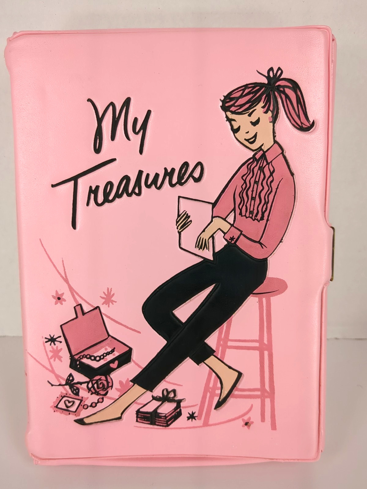 Vintage My Treasures Deb U Teen Vinyl 1950\'s Keepsake Box Ponytail Pink Vintage My Treasures Deb U Teen Vinyl 1950\'s Keepsake Box Ponytail Pink