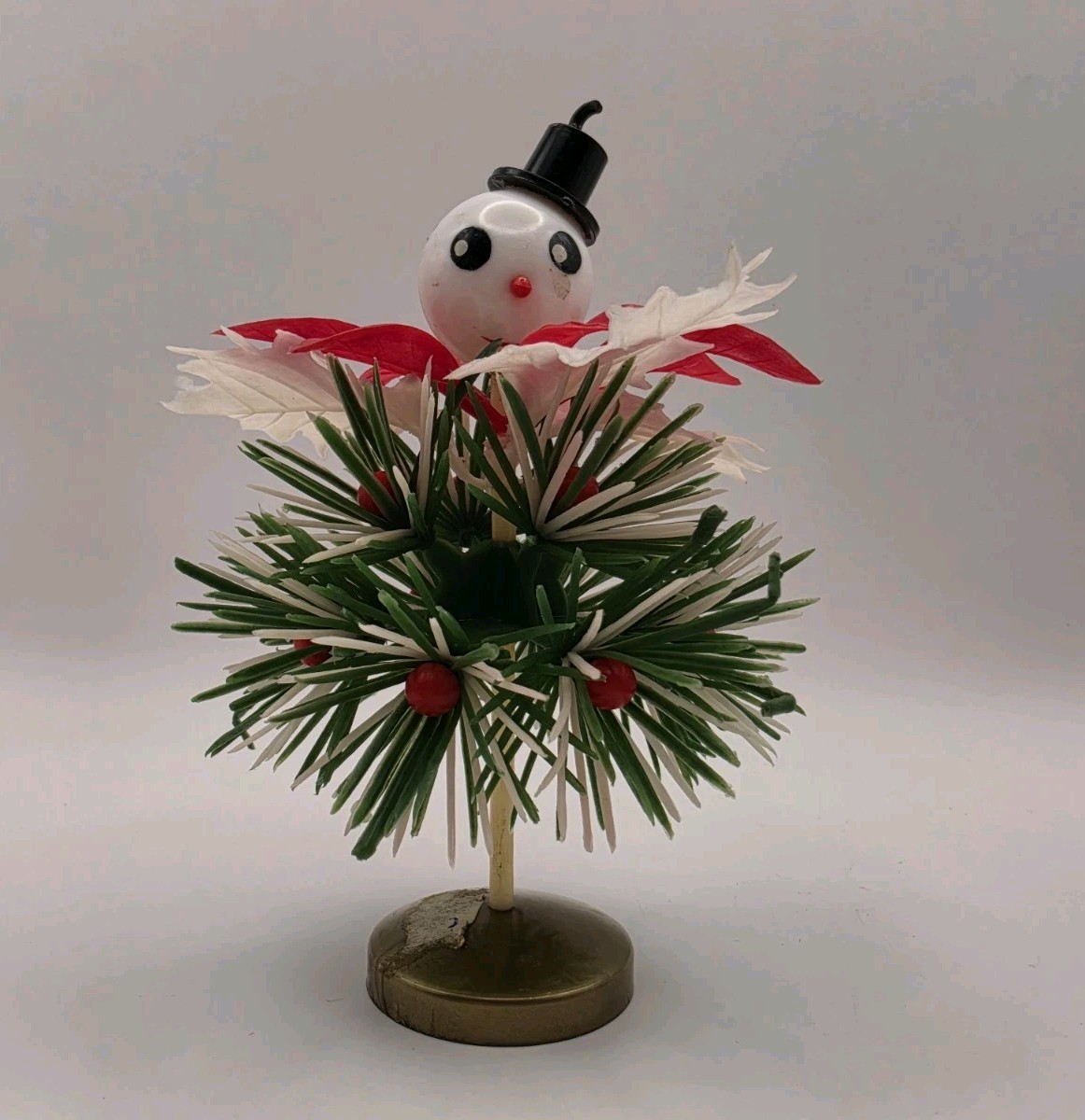 Vintage Christmas Snowman Plastic Mistletoe, Made In Hong Kong Napco? Top Hat