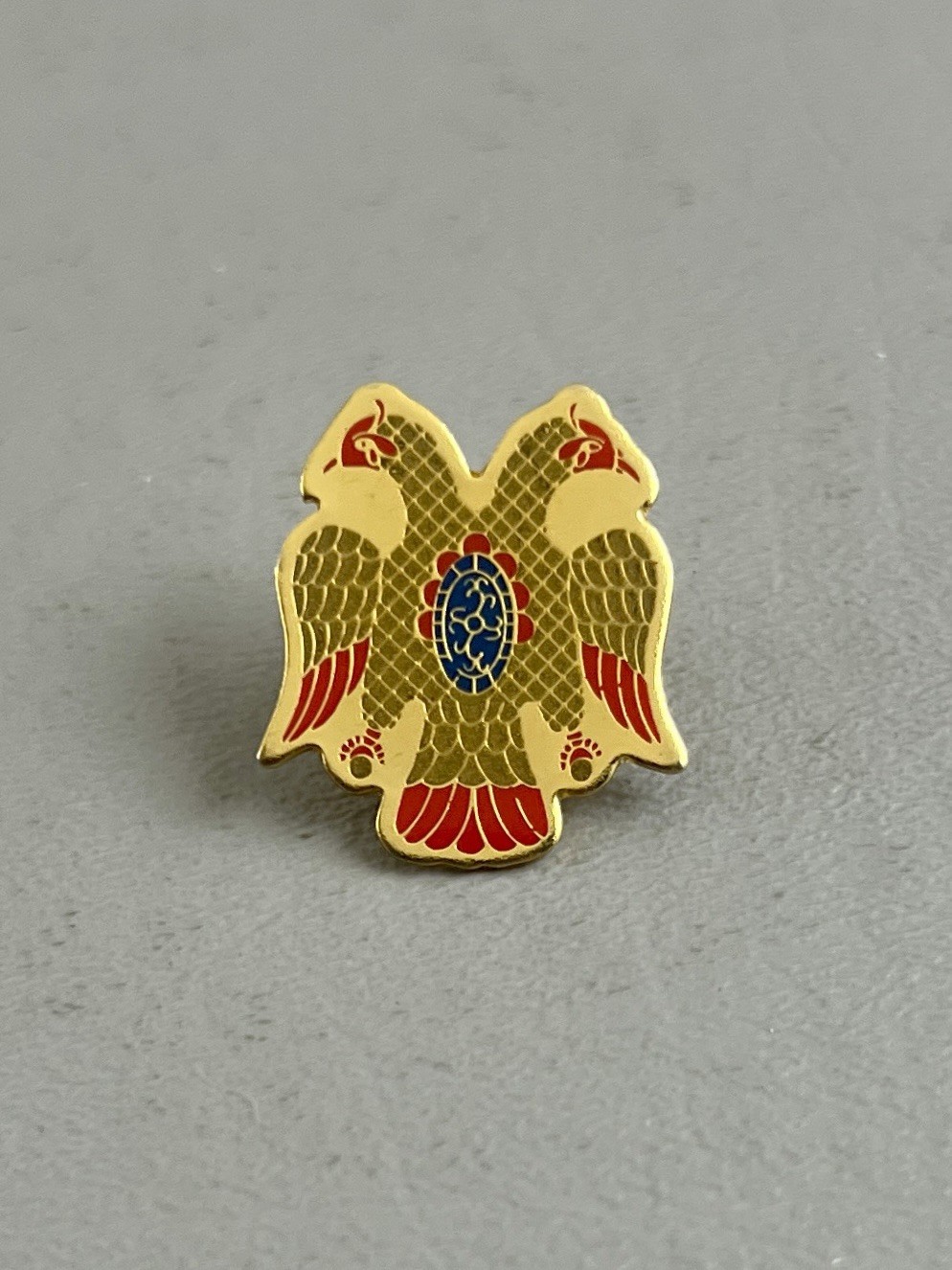 Vintage Imperial Double Headed Eagle Enamel Lapel Pin Byzantine Style