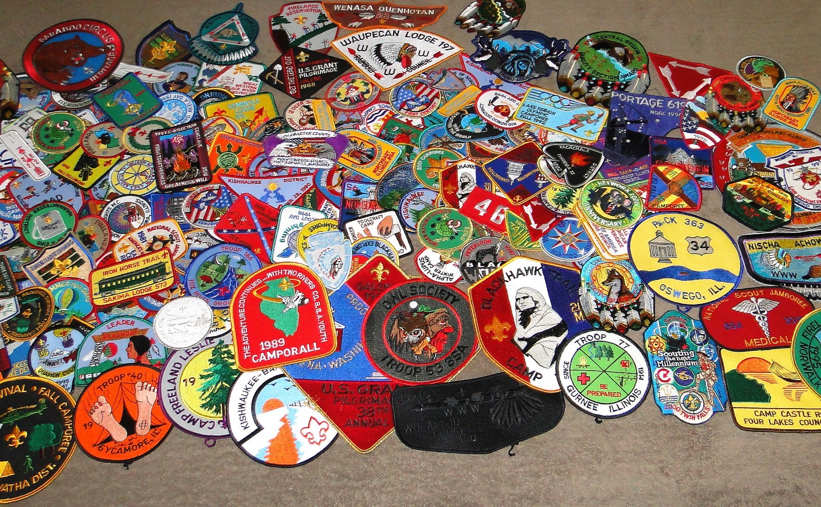 Approx. 230 Vintage Boy Scout BSA Patches Lot Order of Arrow Jacket Patch etc.