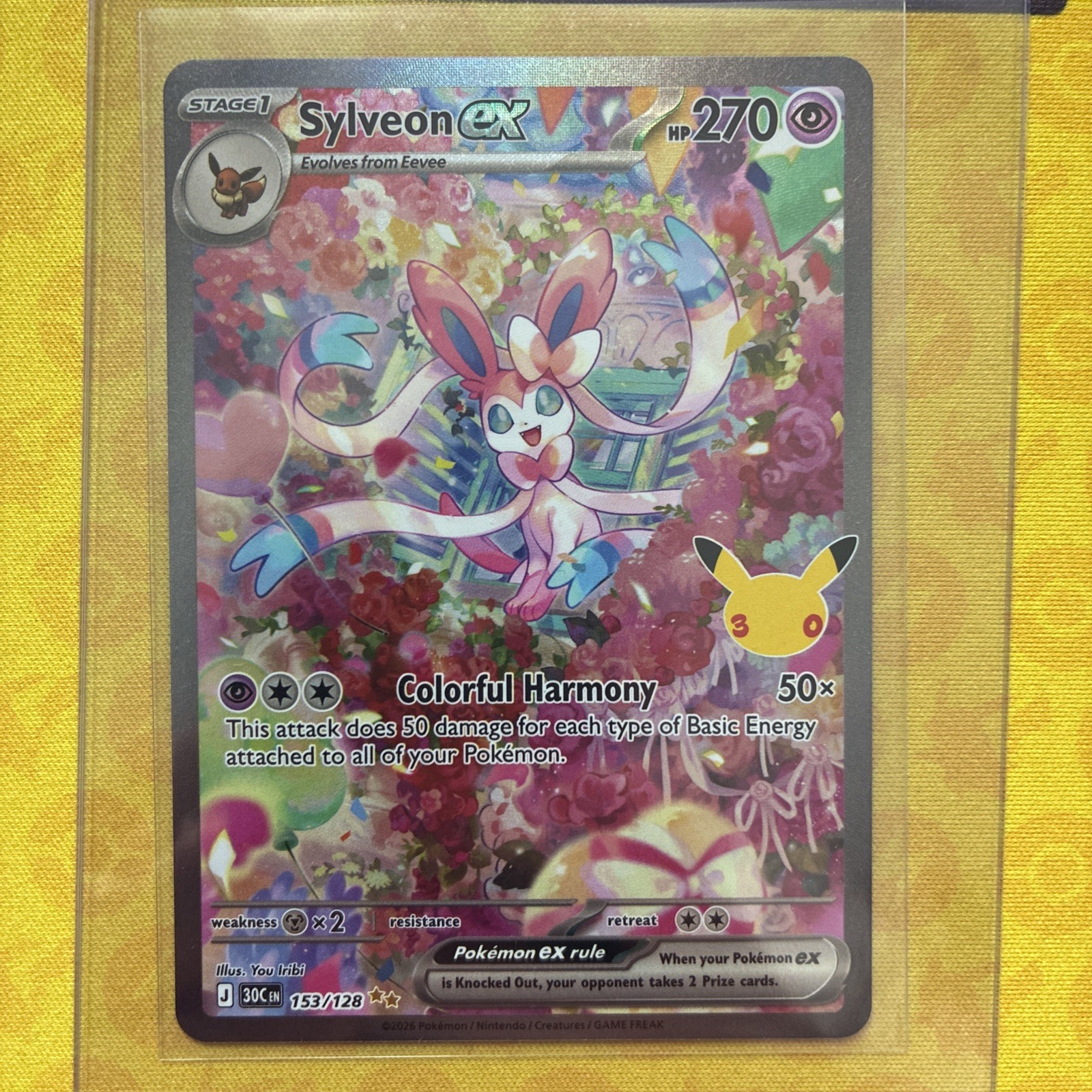 Sylveon EX 153/128 Pokémon 30th celebration Full Art Holo - pack fresh mint 