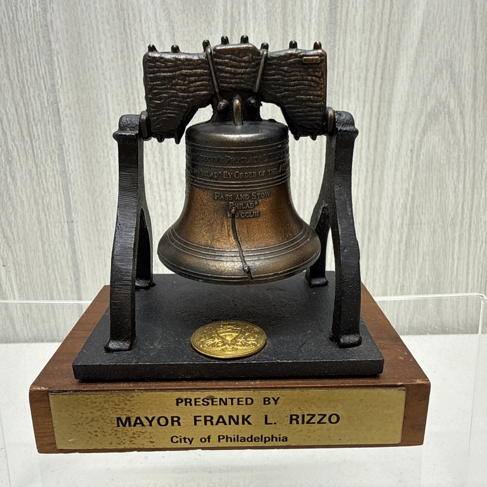 Vintage Liberty bell Presented by Mayor Frank L. Rizzo