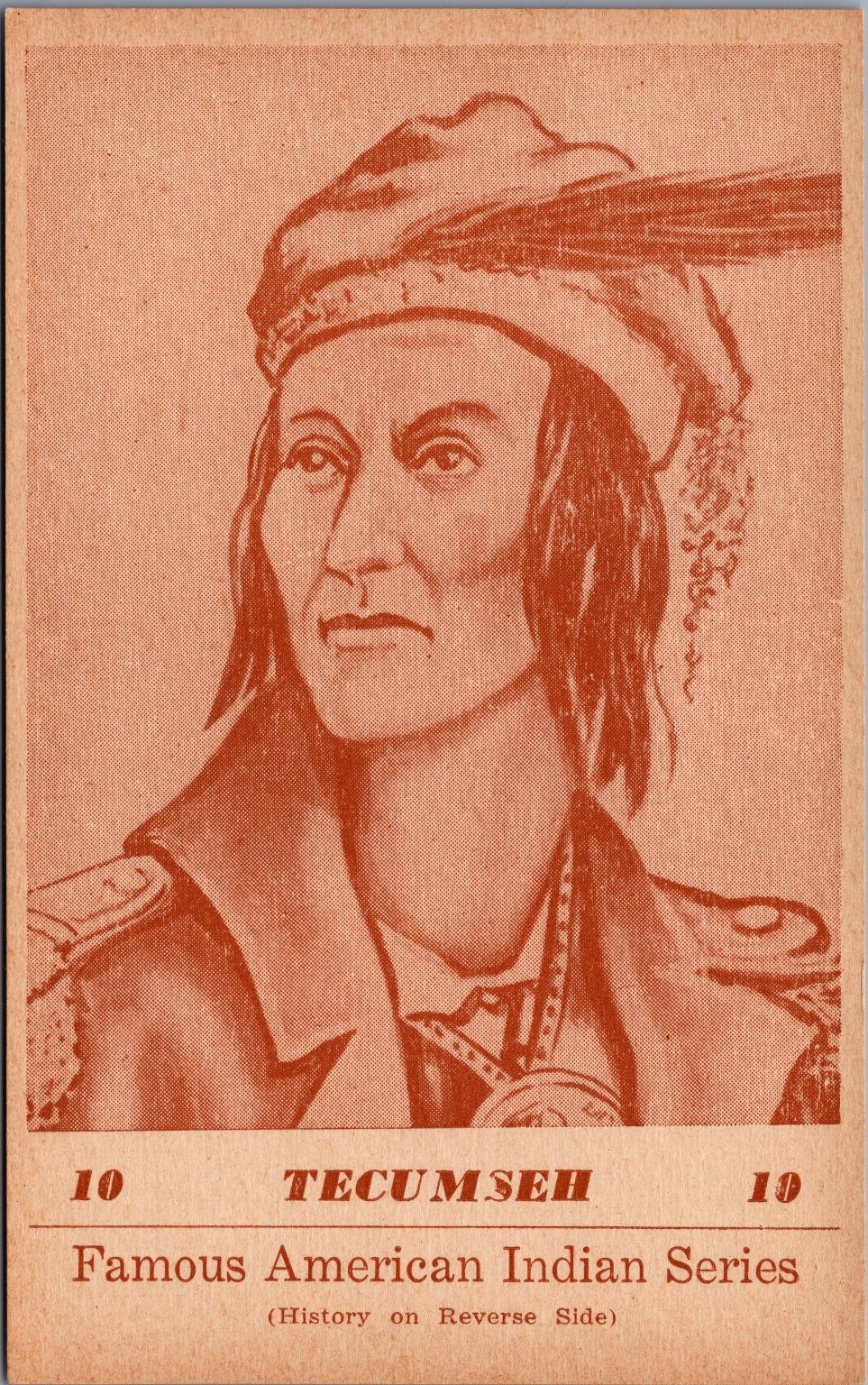 1941 TECUMSEH Shawnee Chief Famous American Indian Series Postcard No. 10