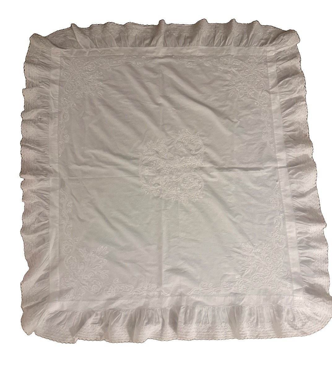 2 Matching Antique Ruffled And Lace Pillow Covers