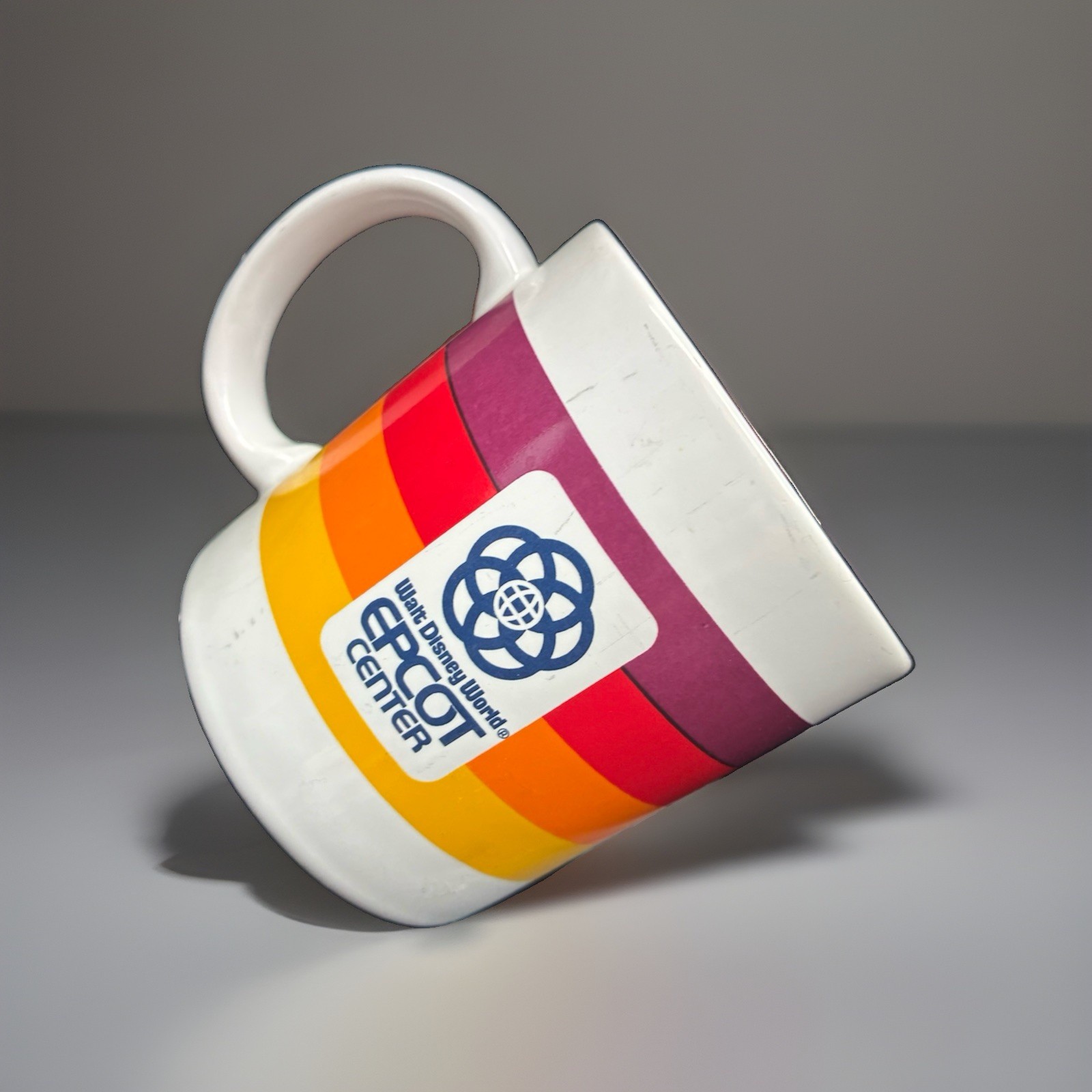 Vintage 1982 EPCOT Center Mug Rainbow Stripe Walt Disney World Opening Era Japan