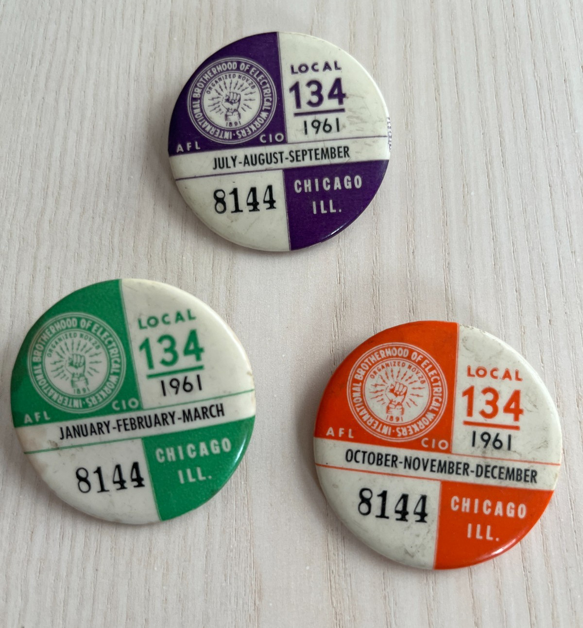 Vintage 1961 Local 134 Chicago International Union of Electrical Workers Buttons Vintage 1961 Local 134 Chicago International Union of Electrical Workers Buttons