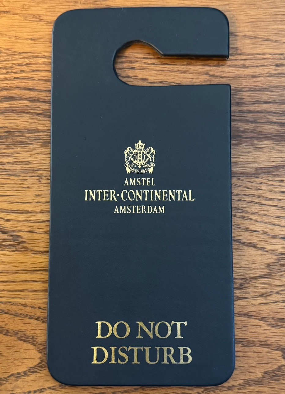 AMSTEL Hotel INTER• CONTINENTAL AMSTERDAM Black “Do Not Disturb” Door Hanger