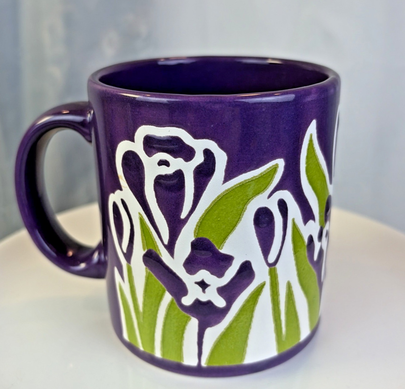 Vintage Waechtersbach Purple Mug Floral Iris Made In West Germany
