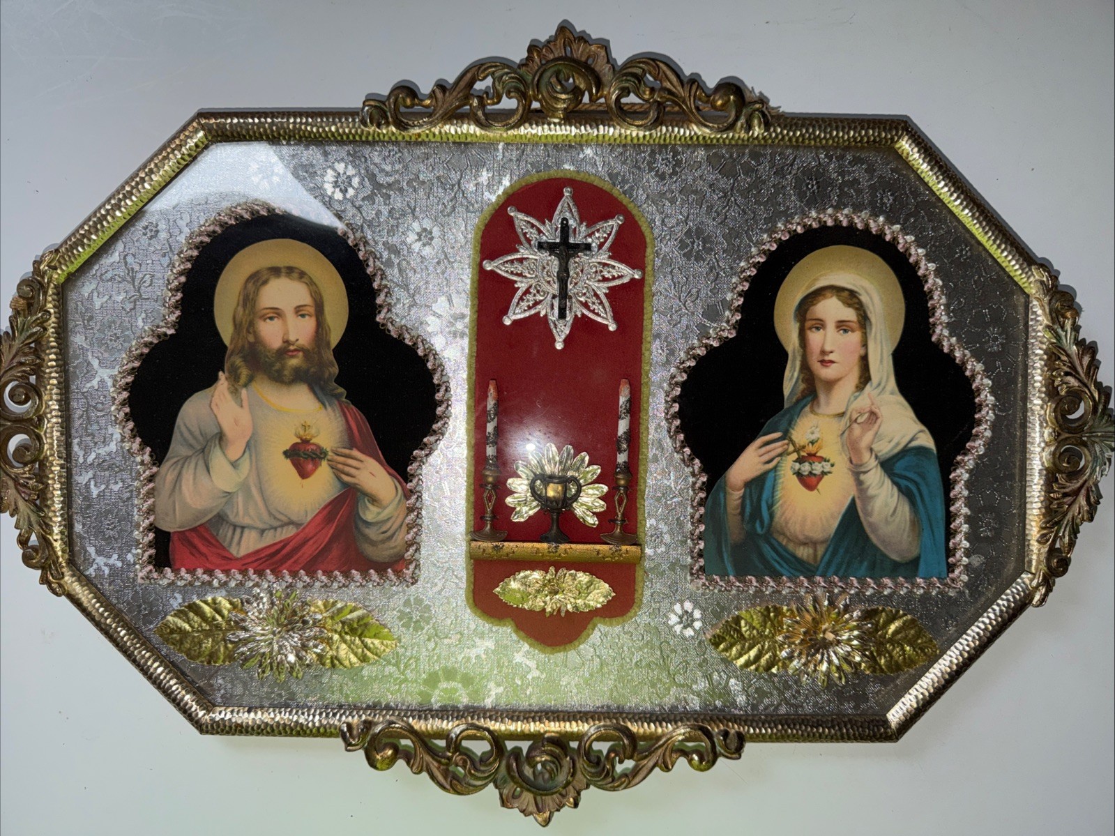 EARLY VINTAGE CATHOLIC SACRED HEART JESUS & IMMACULATE HEART VIRGIN MARY SHRINE