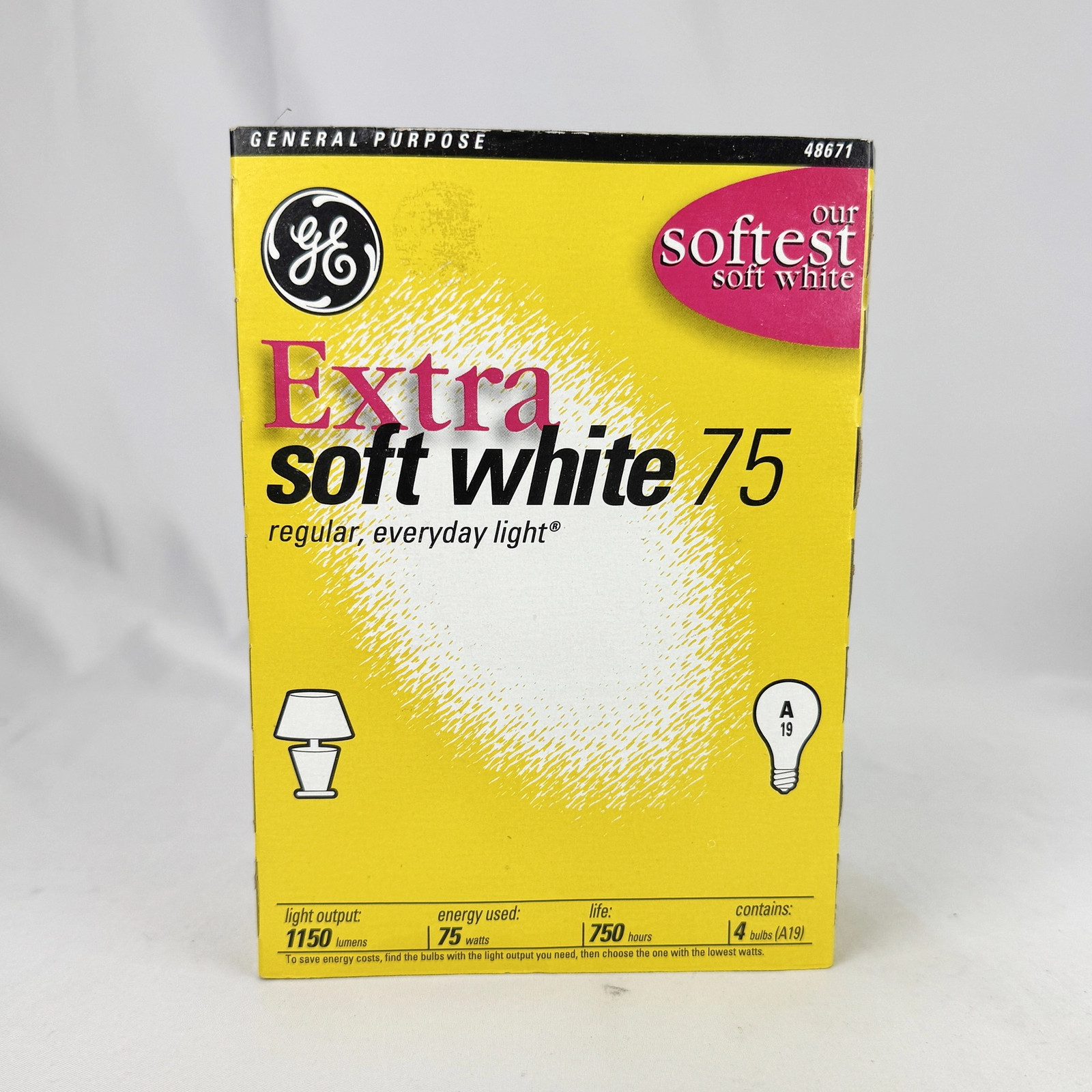 GE Extra Soft White 75W Incandescent Light Bulb 4/Pack (48671)