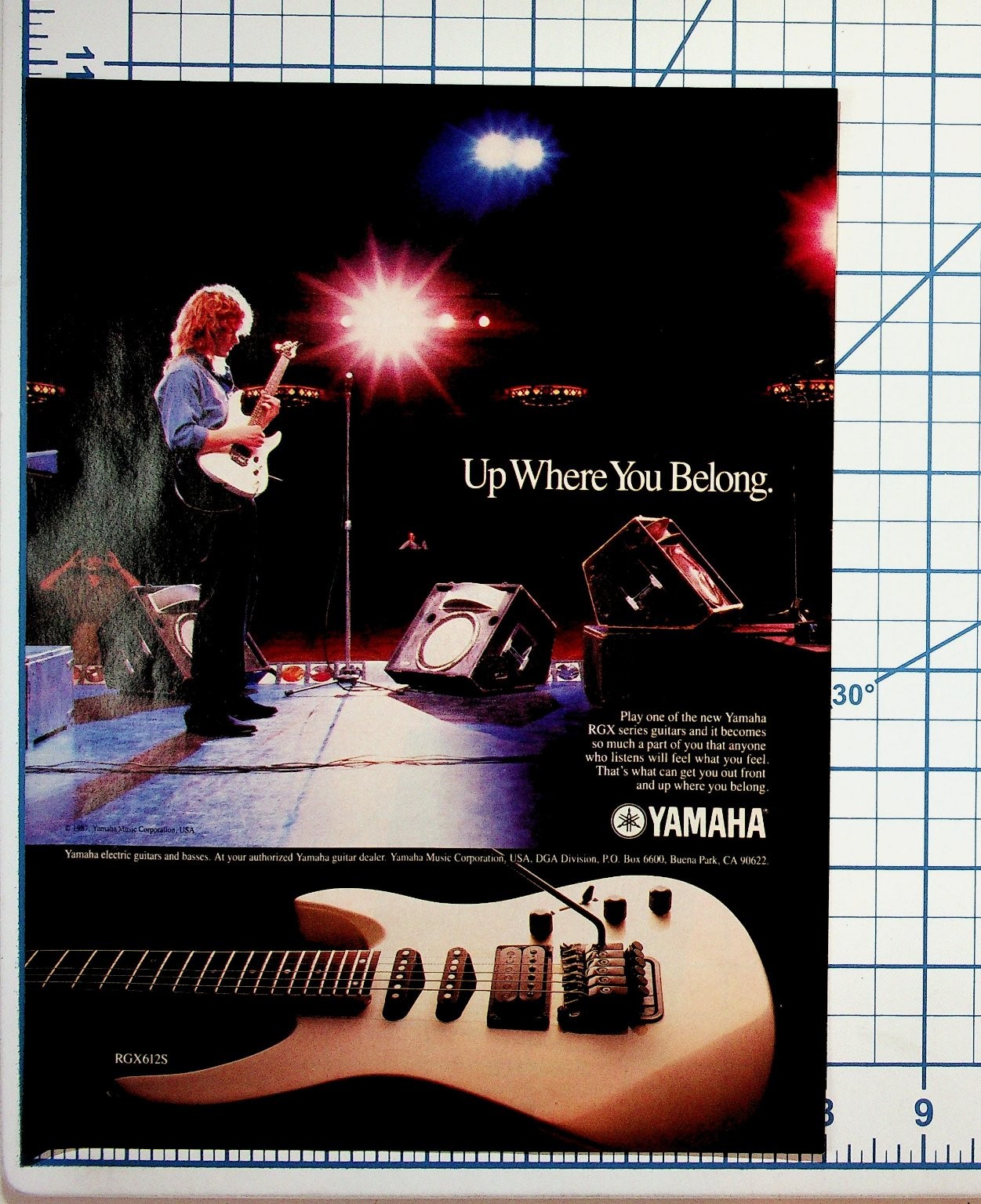 1988 Yamaha RGX612S Electric Guitar Vintage Print Ad Music Ephemera