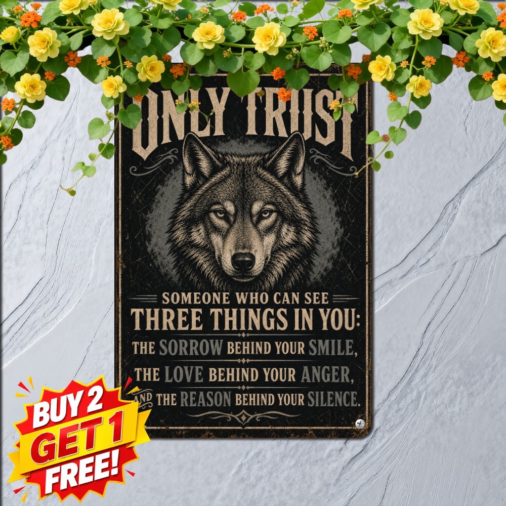 Majestic Wolf Head Art Tin Sign Wild Woodland Spirit Wall Plaque 8x12 Inch