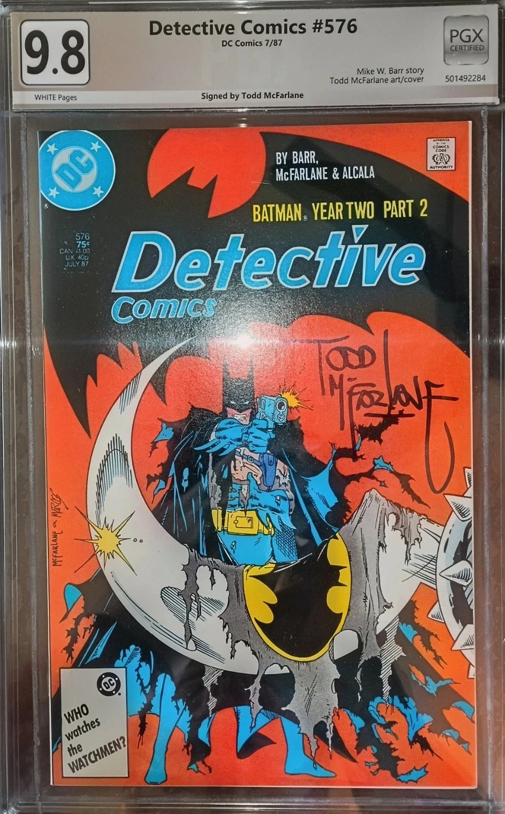 DETECTIVE Batman Comic #576 9.8 TODD MCFARLANE Signed PGX cgc like Autogaph auto DETECTIVE Batman Comic #576 9.8 TODD MCFARLANE Signed PGX cgc like Autogaph auto