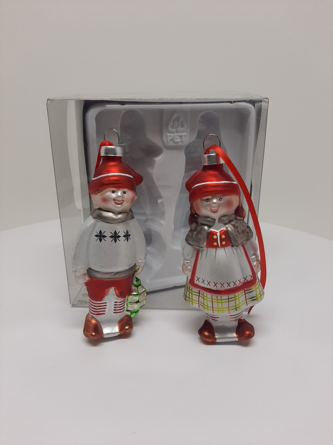 IKEA Girl and Boy YRSNO Glass Tree Hanging Christmas Ornament Decoration D32