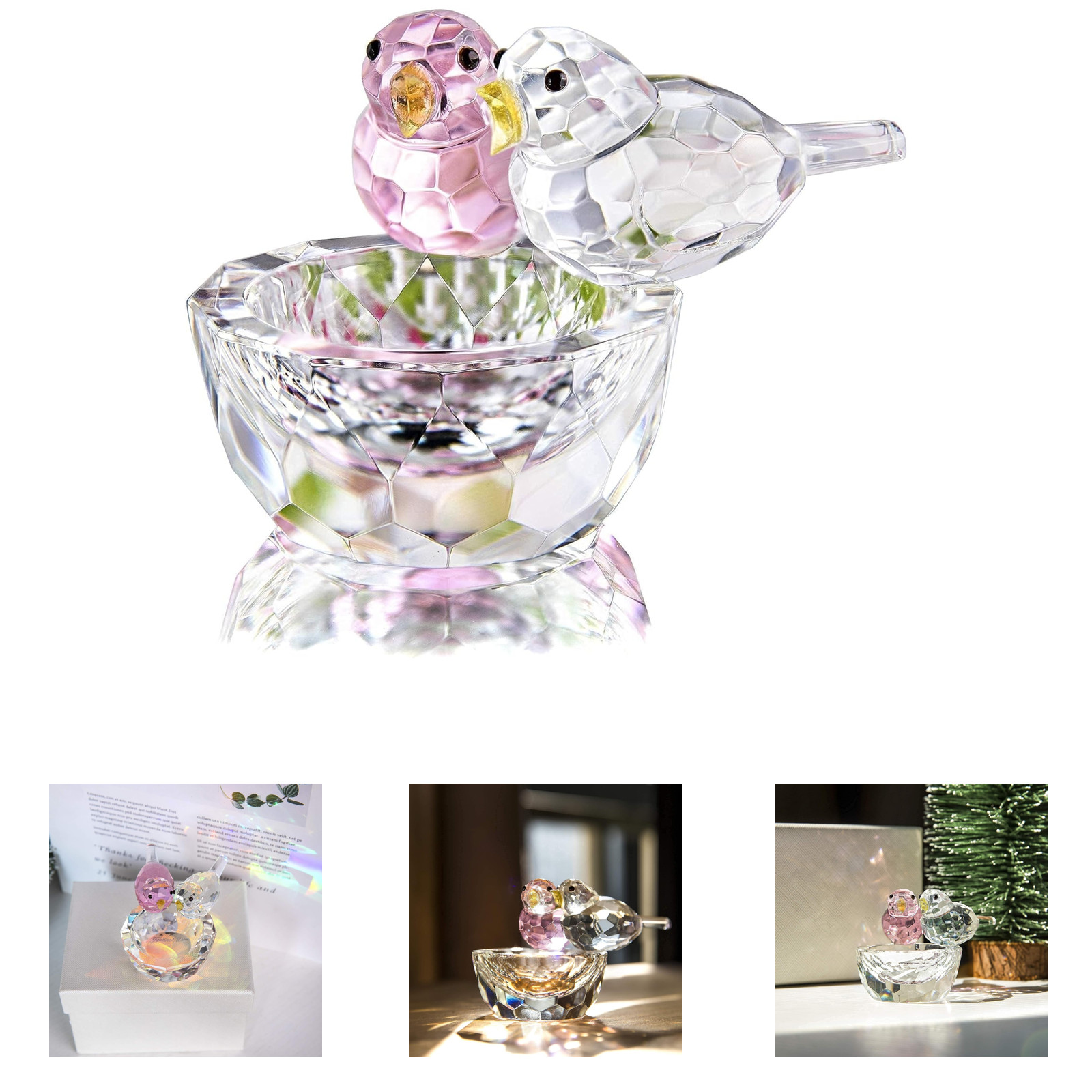 3.3 Inch Crystal Bird Figurine Collectible Art Glass Animal Jewelry Organizer 3.3 Inch Crystal Bird Figurine Collectible Art Glass Animal Jewelry Organizer