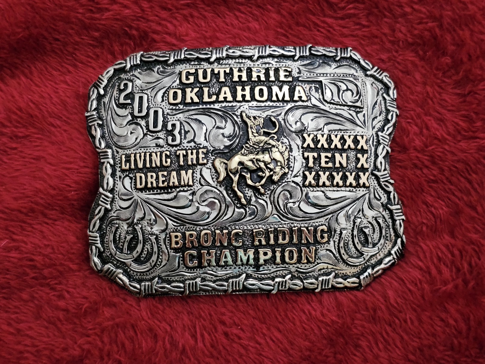 Bronc Riding☆2003☆RODEO CHAMPION TROPHY BUCKLE☆X~TREME☆Guthrie Oklahoma☆RARE☆778