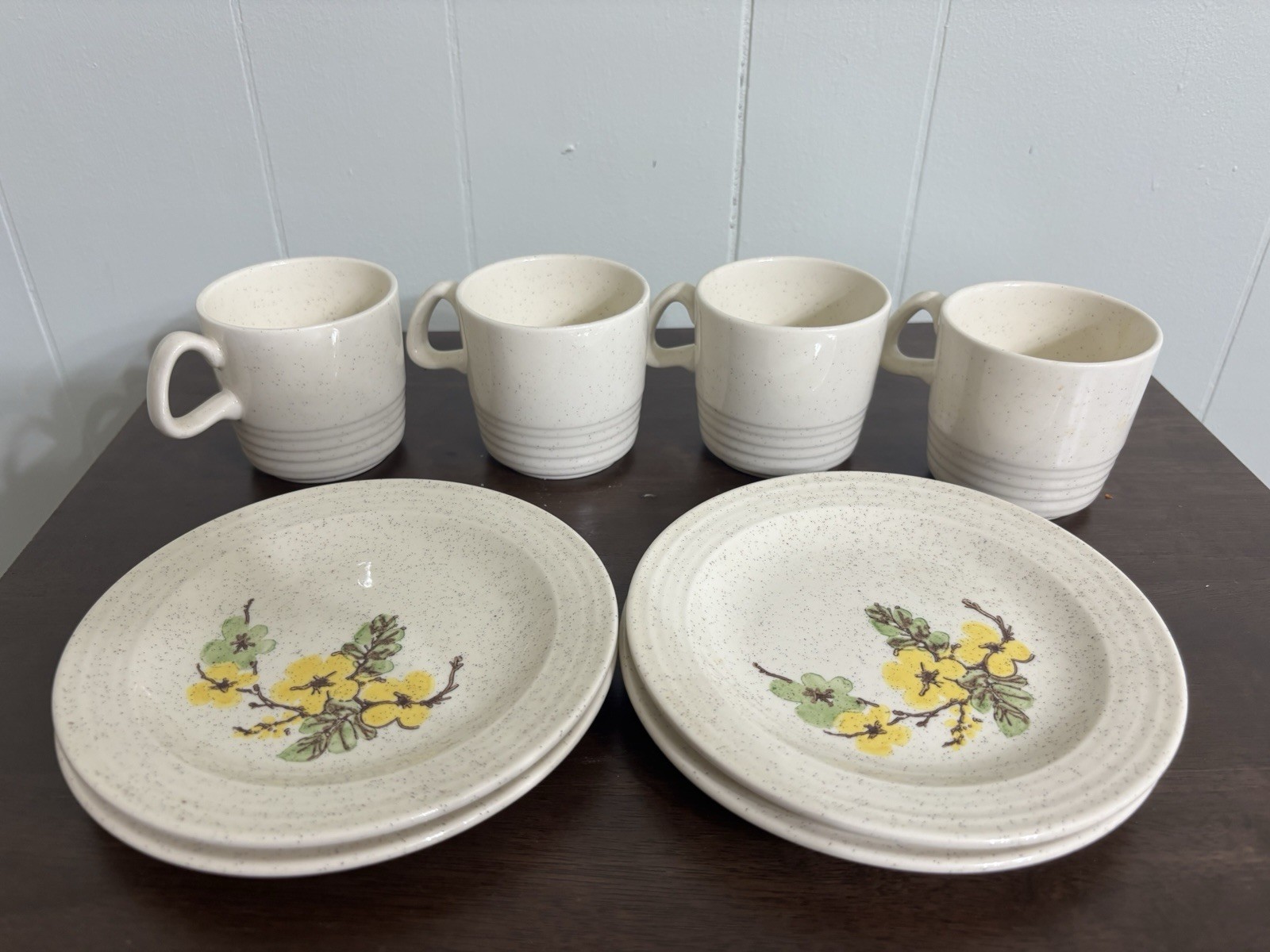 Vintage Flower Coffee Mug And Dish Set Of 4