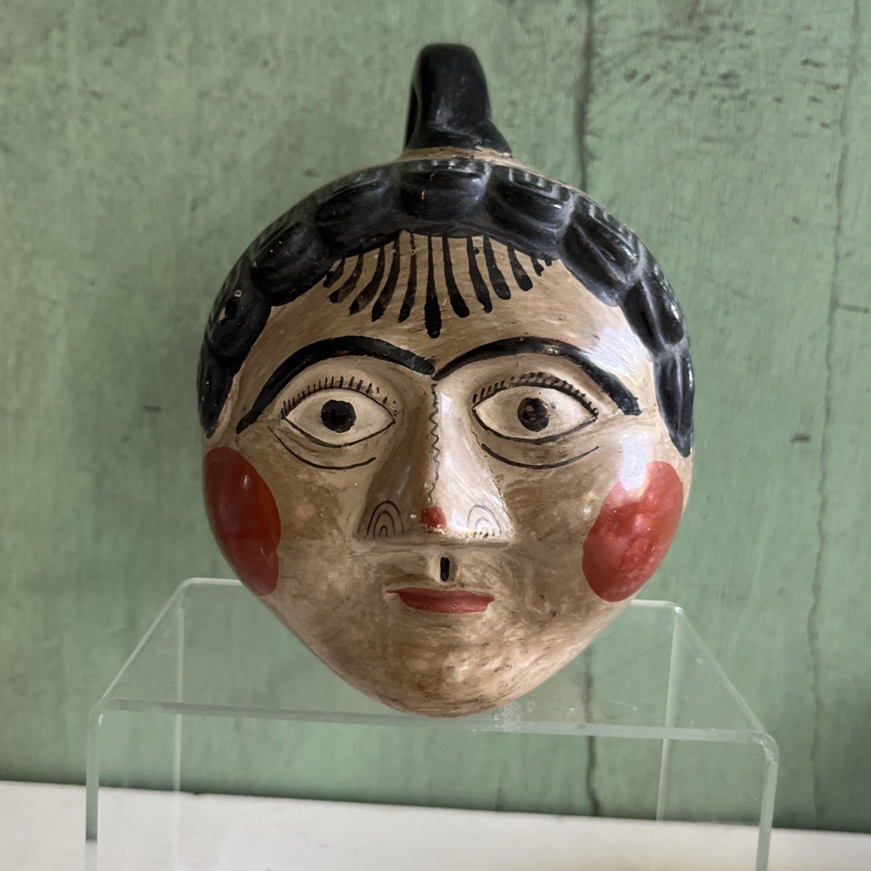 TOLANA FOLK ART HEAD BANK small coin bank Mexico Pottery
