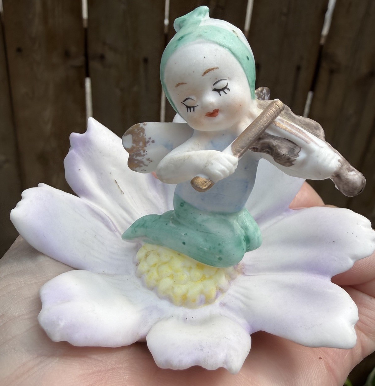 Vintage Napco October Pixie Flower of the Month Cosmos Figurine Ceramic C6948