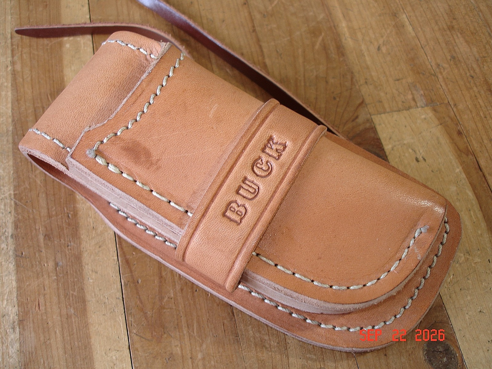 VINTAGE BUCK KNIFE 110 CUSTOM LEATHER SHEATH TAN LEATHER NO KNIFE