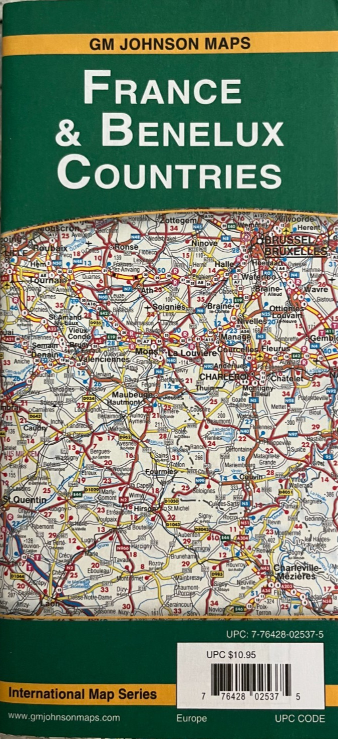 FRANCE BELGIUM NETHERLANDS BENELUX COUNTRY ROAD MAP Europe  AAA/GMJ  LATEST 2025