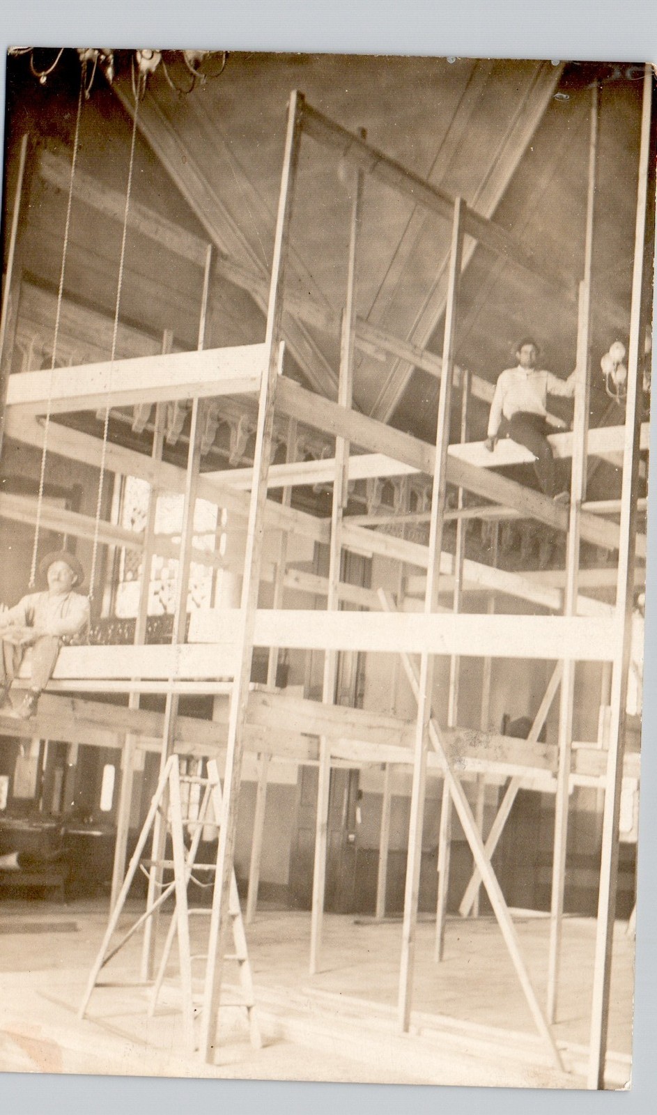 WOOD FRAME CONSTRUCTION akron oh c1910 postcard ohio real photo rppc interior