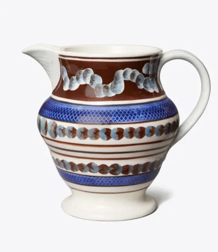 Tory Burch Mochaware Blue Jug Pitcher