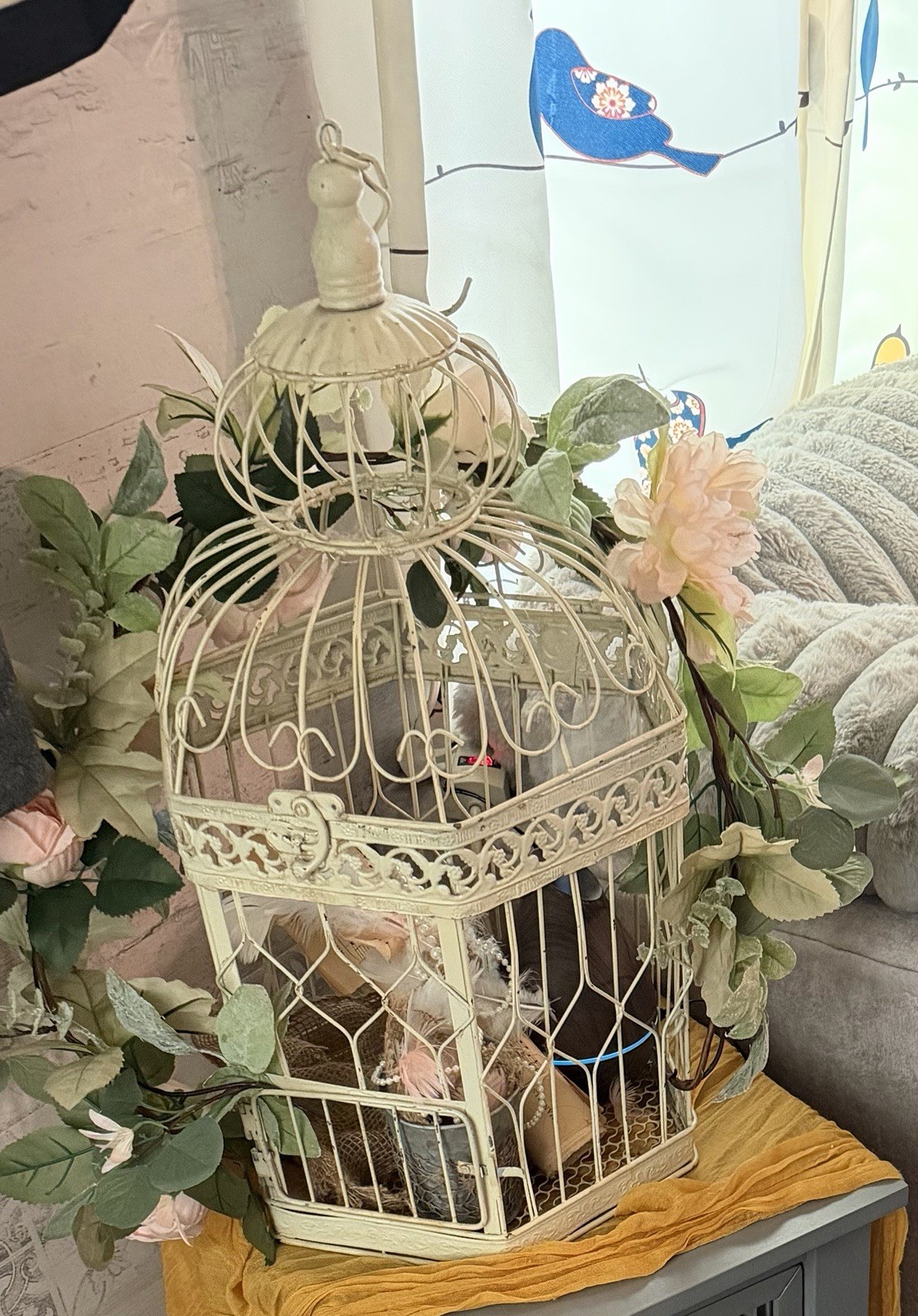 White Antique Bird Cage White Antique Bird Cage