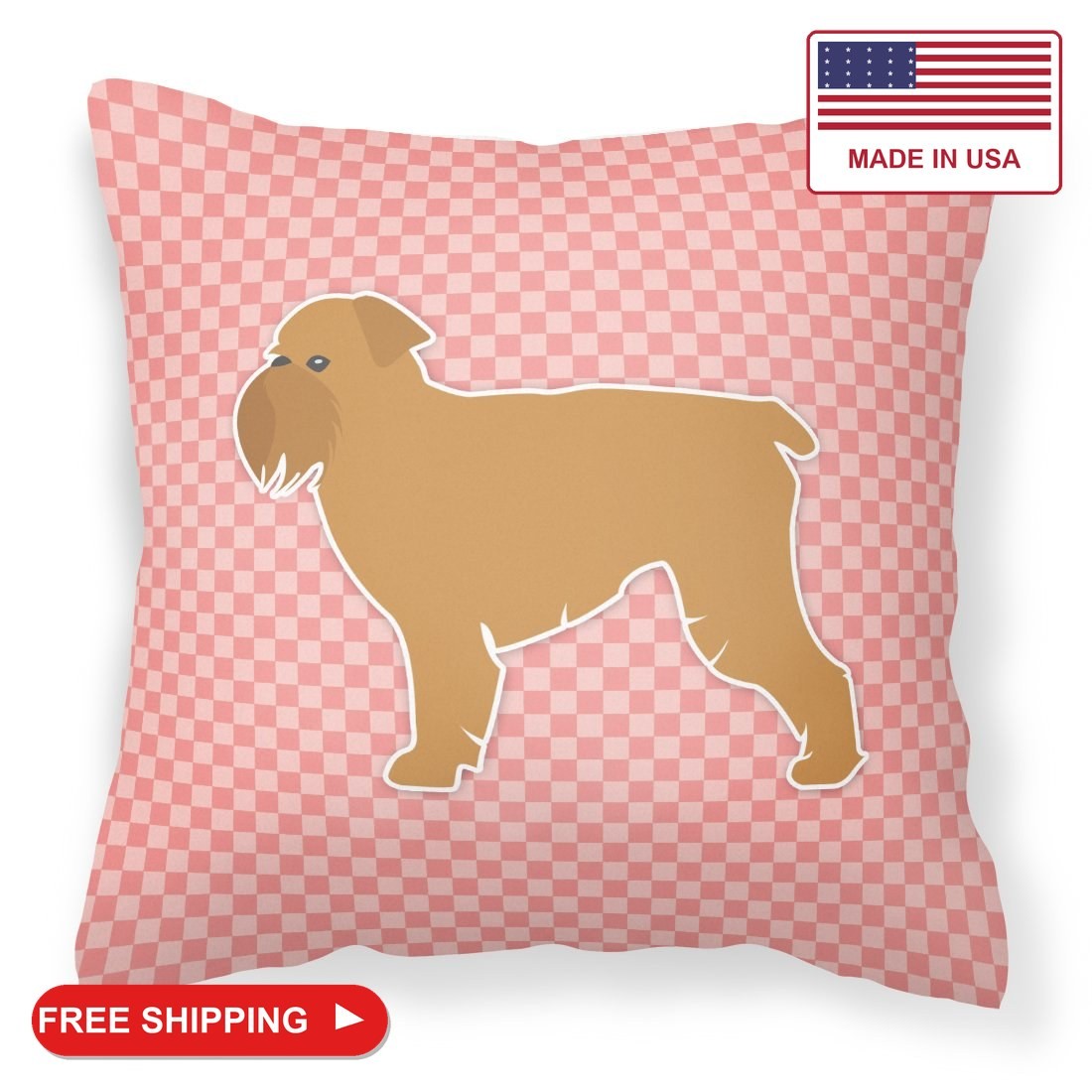Caroline's Treasures BB3640PW1818 Brussels Griffon Checkerboard Pink Fabric Deco
