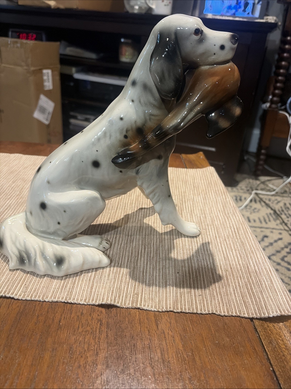 Vintage  Keramos English Setter Carrying A Pheasant Bird Dog Figurine Austria 9”