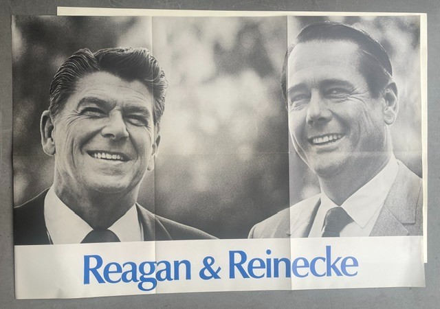 Huge Reagan & Reinecke poster 1970 California governor campaign