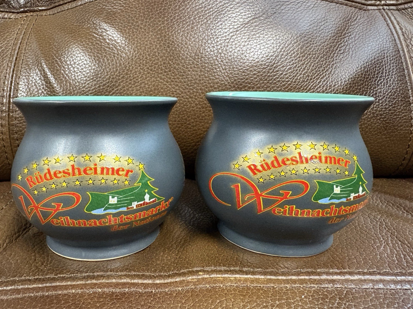2x Rudesheimer Weihnachtsmarkt 25 Years Christmas Gray Coffee Tea Mug Germany