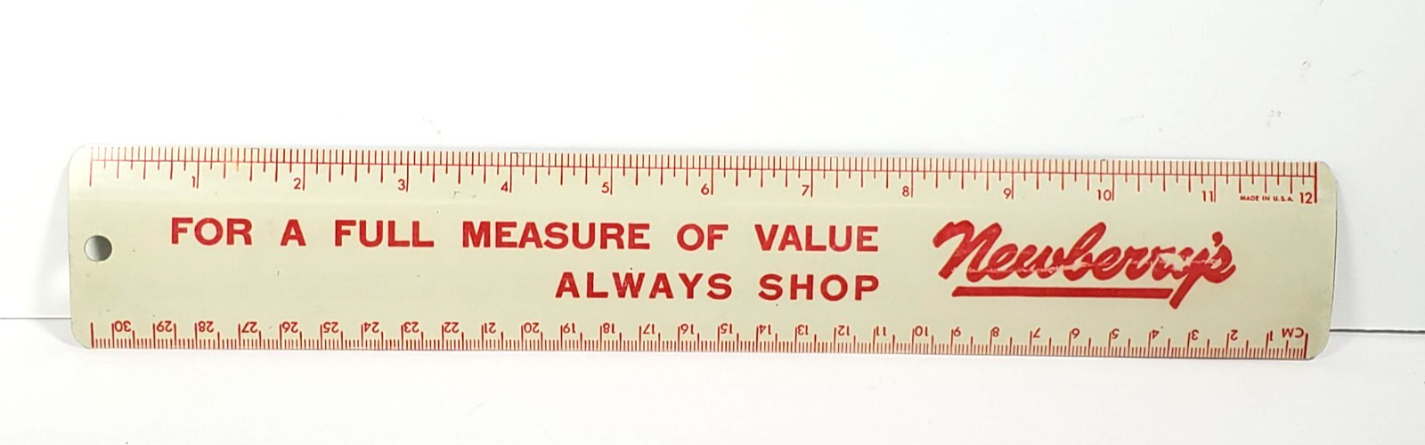 Vintage Newberry\'s Department Store Metal Ruler Advertising