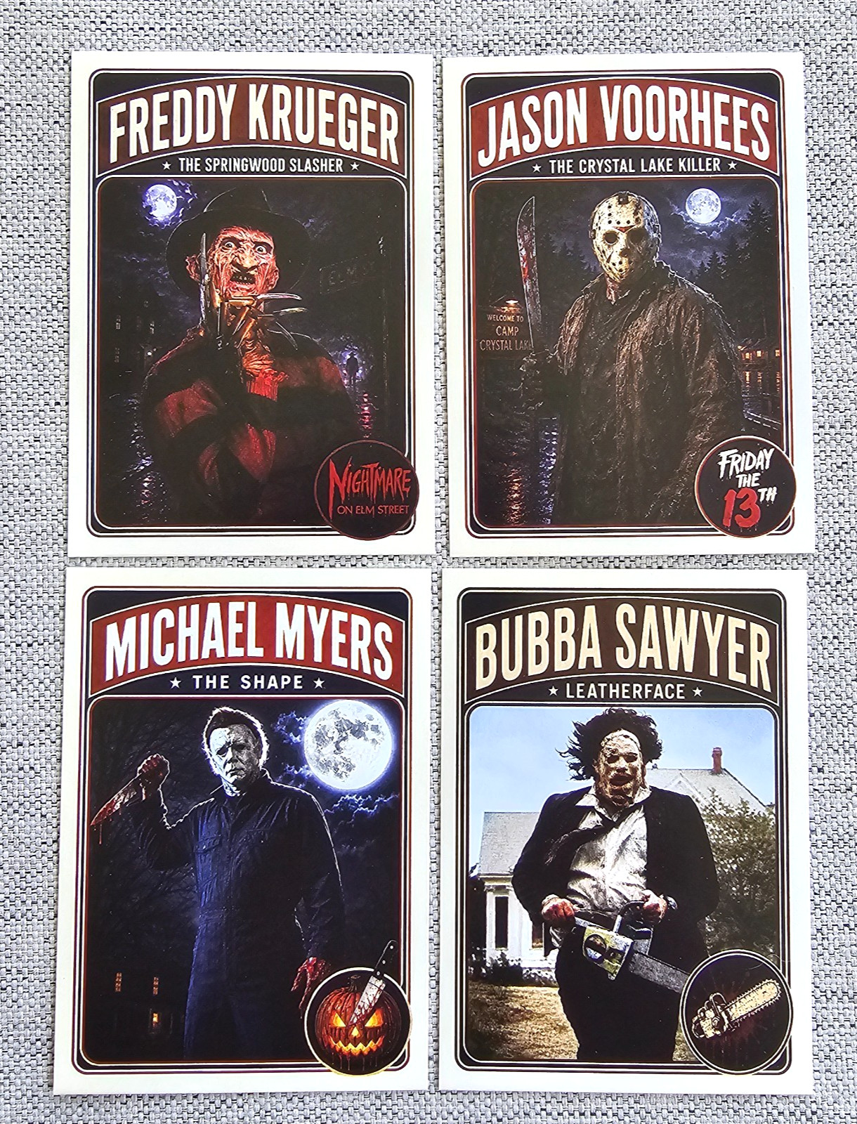SET OF 4 - CUSTOM ACEO ICONIC CULT CLASSIC HORROR MOVIE CHARACTER TRADING CARDS