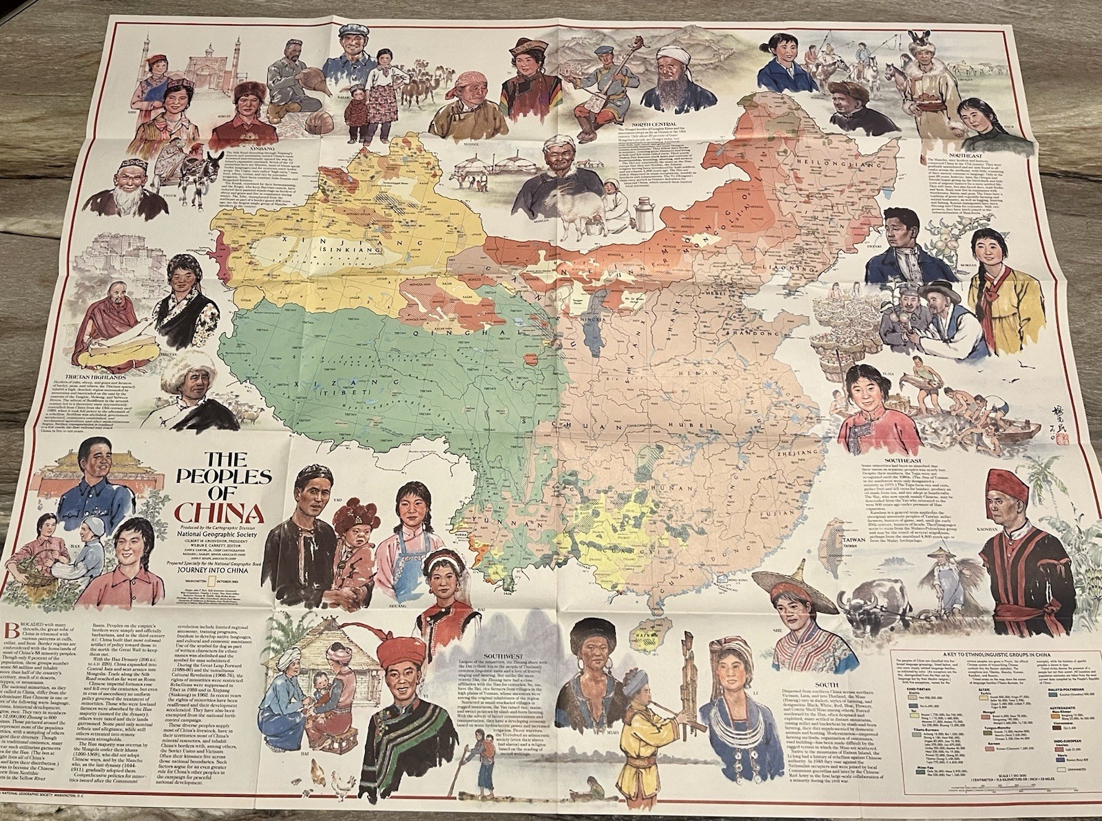 National Geographic Map of The Peoples of China 1982