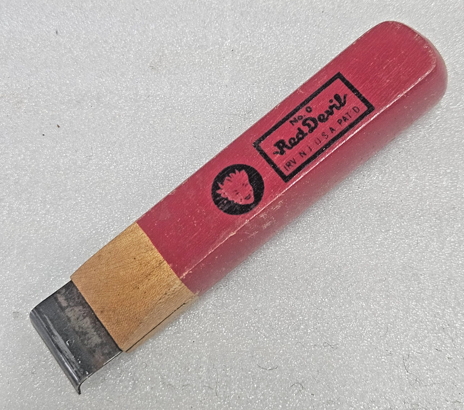 Vintage Red Devil Scraper Irvington NJ wooden handle No. 0 USA PAT’D. Vintage Red Devil Scraper Irvington NJ wooden handle No. 0 USA PAT’D.