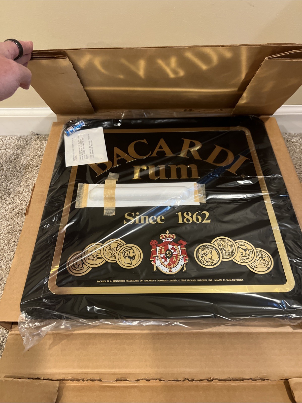Vintage Bacardi Rum bar sign clock bar rare since 1862 mancave beer 17x17 Vintage Bacardi Rum bar sign clock bar rare since 1862 mancave beer 17x17