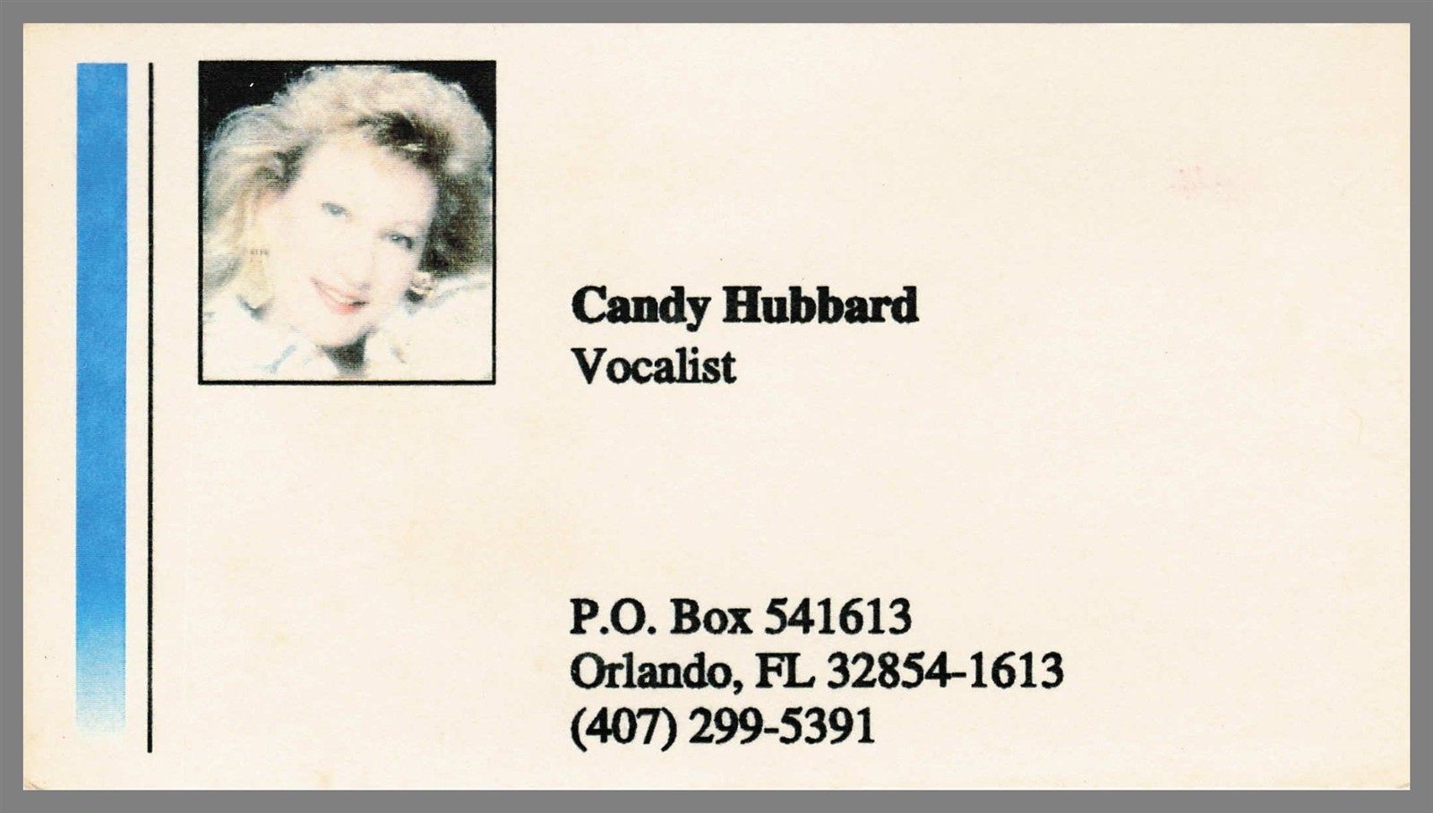 Candy Hubbard Vocalist Musician Singer Orlando FL Business Card Candy Hubbard Vocalist Musician Singer Orlando FL Business Card