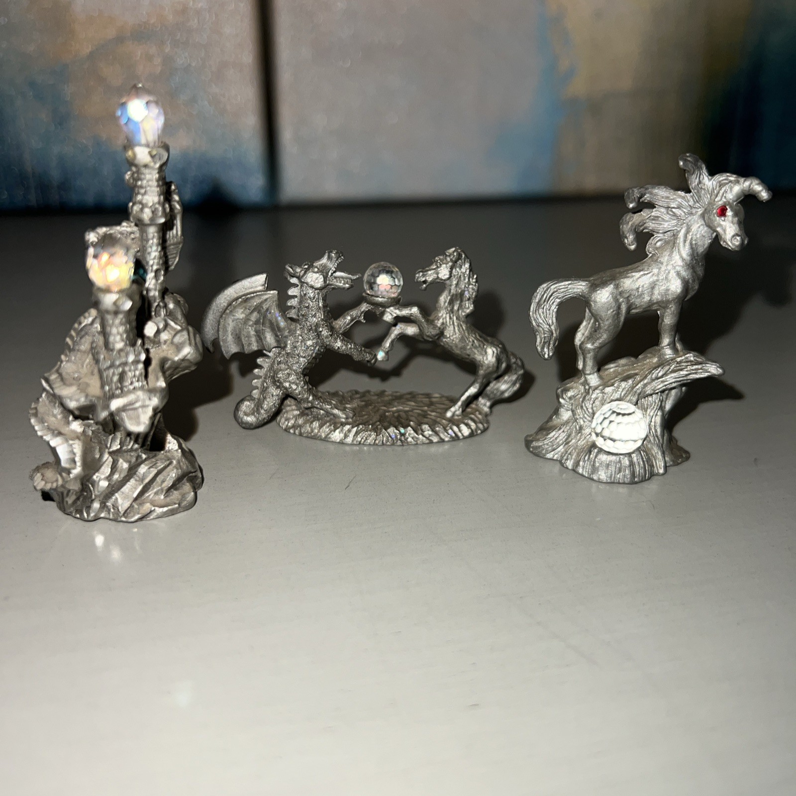 MWFP Masterworks Pewter Mythical Castle Crystal Orb 1991 Statue + Spoontiques
