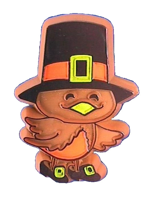 Hallmark PIN Thanksgiving Vintage PILGRIM BIRD Brown 1979 Holiday Brooch