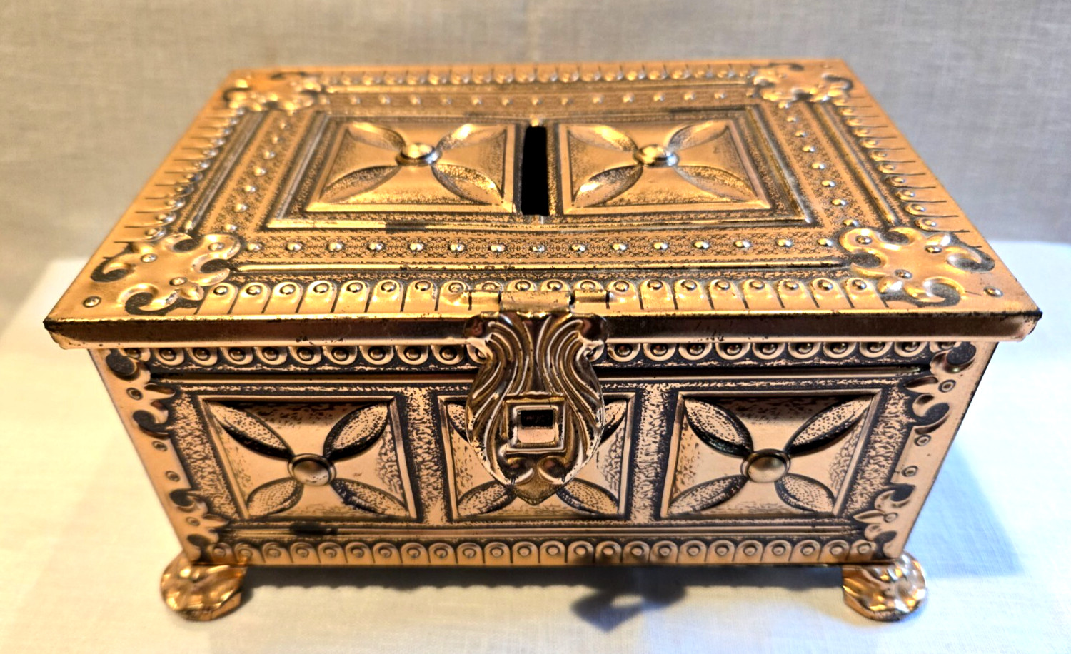 Chest Tin Box Bank VTG Blue Bird Confectionary Harry Vincent England 4x6x3\