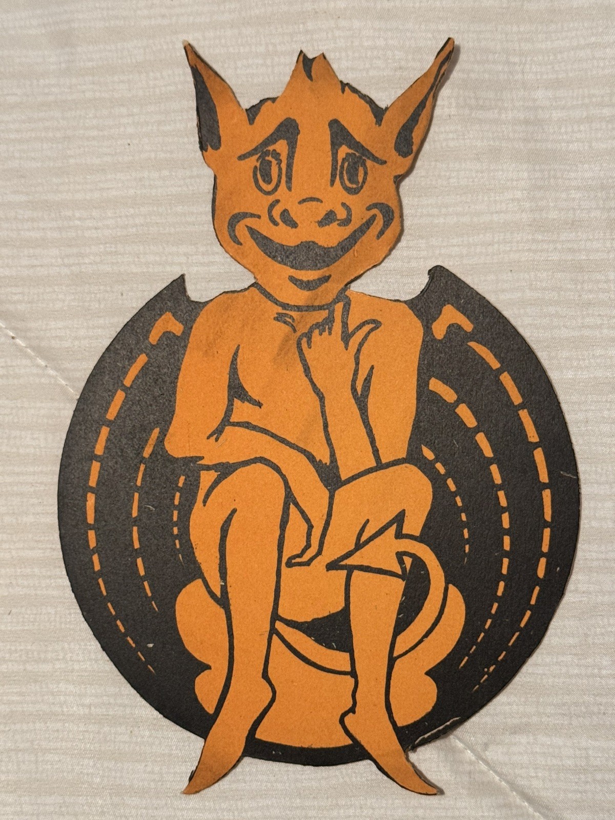 1920-30’s RARE Vintage Halloween Devil Die-Cut Paper Wall Décor Orange/Black 6in 1920-30’s RARE Vintage Halloween Devil Die-Cut Paper Wall Décor Orange/Black 6in