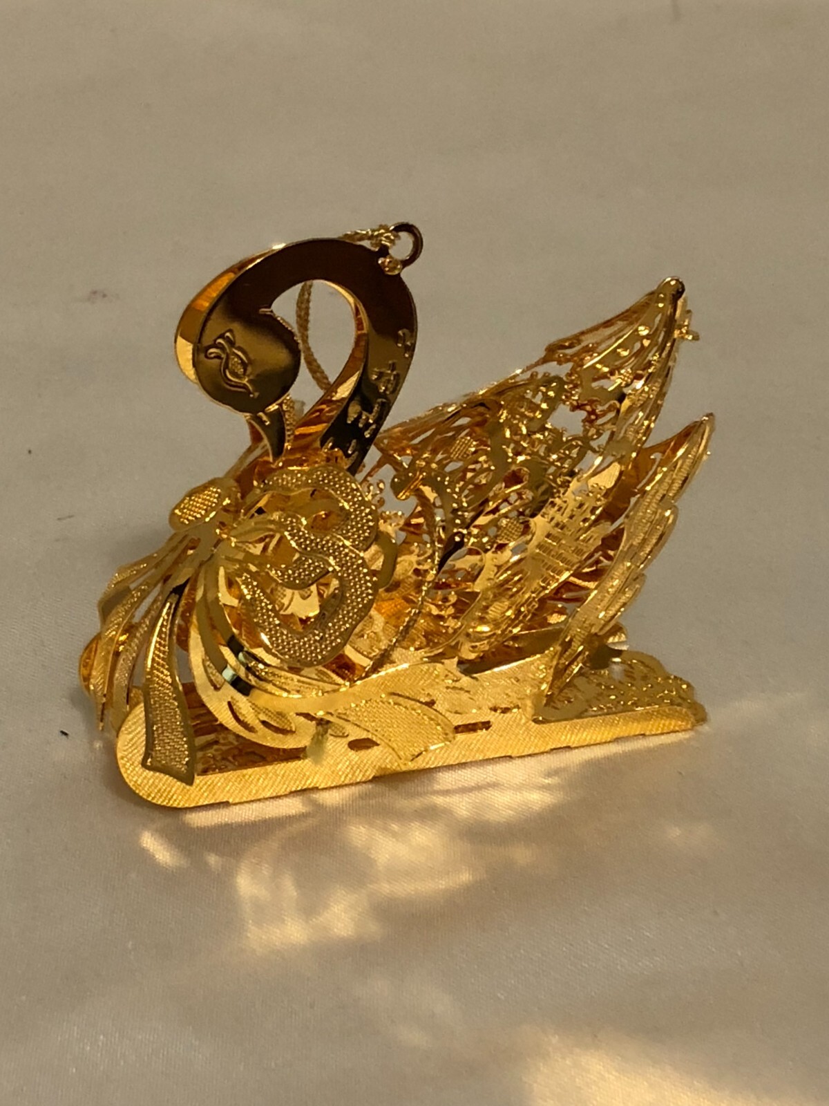 GORGEOUS: Danbury Mint 1999 Swan Sleigh Gold  Ornament. Last One.