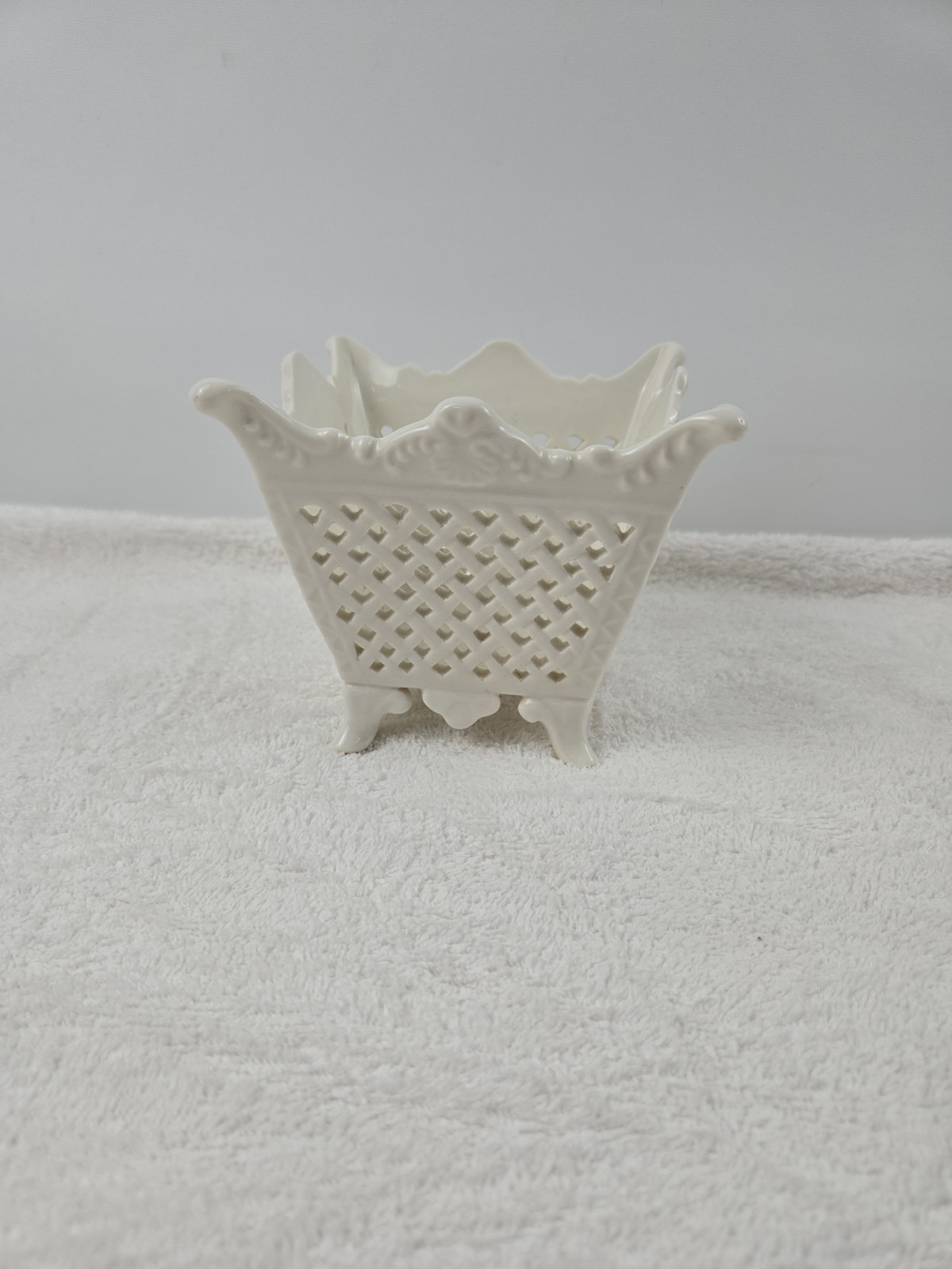 Italian Pierced Porcelain Cachepot Overpot Planter Italy Rare Vintage 1960s Italian Pierced Porcelain Cachepot Overpot Planter Italy Rare Vintage 1960s