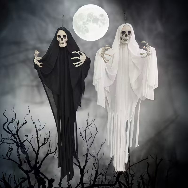 Halloween Large Black Or White Scary Hanging Ghost