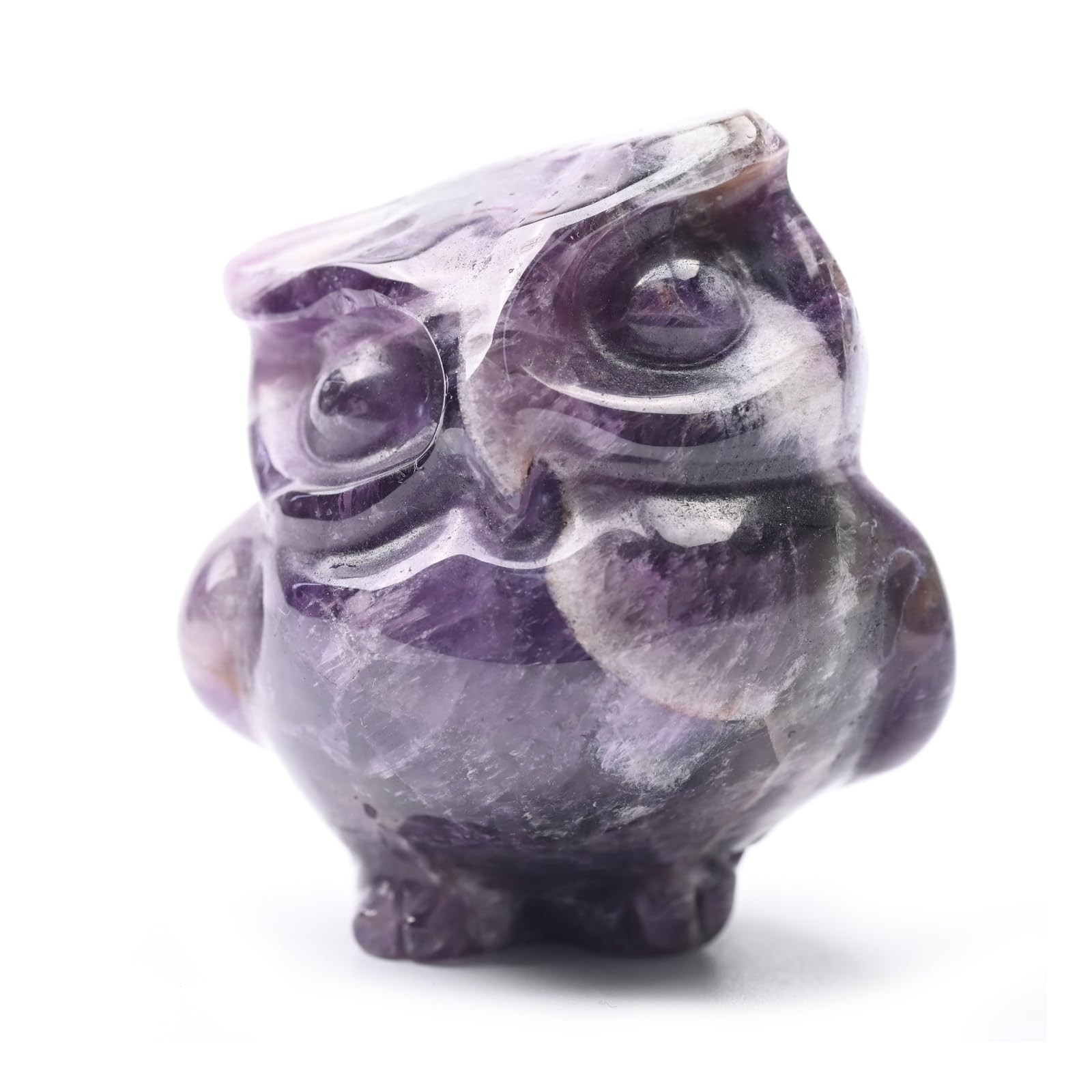 WHAL&YUNE Amethyst Owl Statue, Hand Crafted Healing Crystal Owls Figurine for...