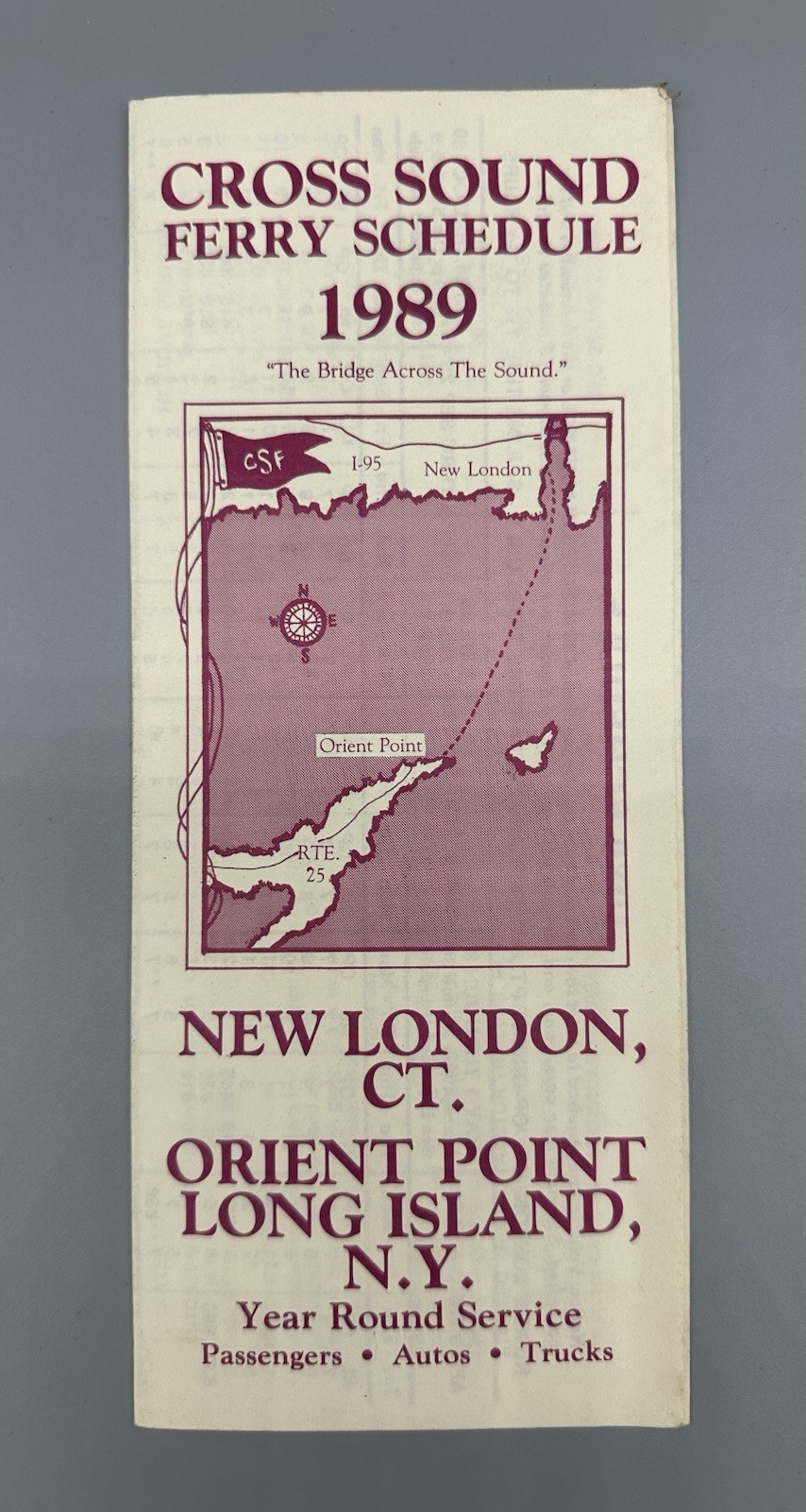 Cross Sound Ferry Schedule 1989 Connecticut Long Island Boat Boating Vintage New